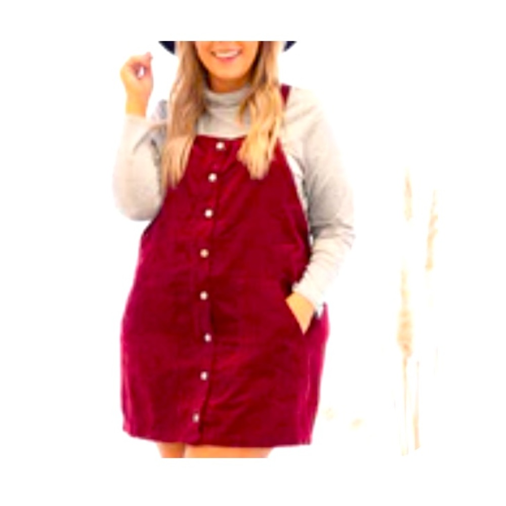 Corduroy Button Down Overall Mini Dress